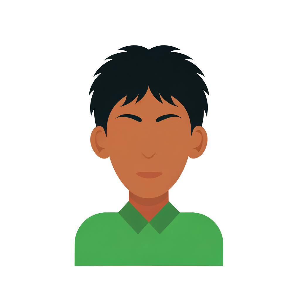 man, black hair, tan skin, green shirt avatar